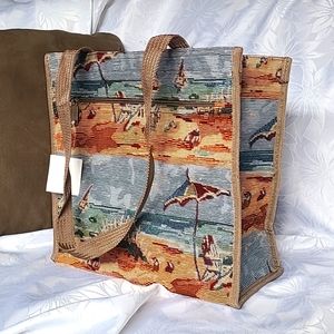 Beach motif zip tote Unbranded